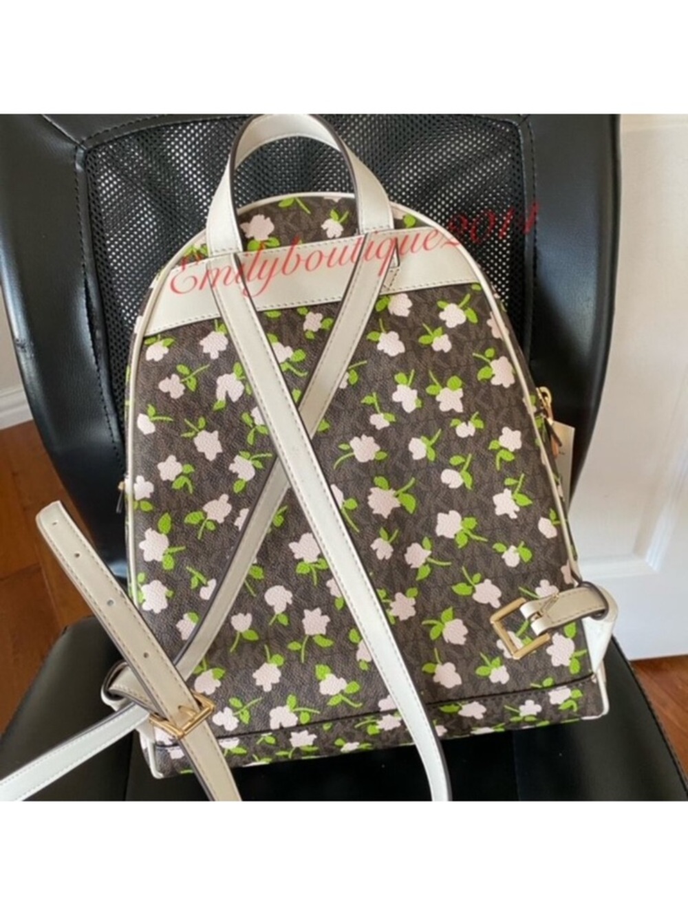 NWT Michael Kors Retail Rhea Zip Signature Rose Flowers Print Bag Backpack - Picture 8 of 9